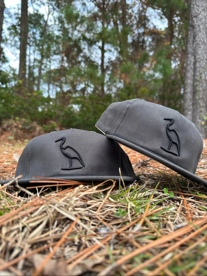 Heron Embroidered Rope Hat, Gunmetal