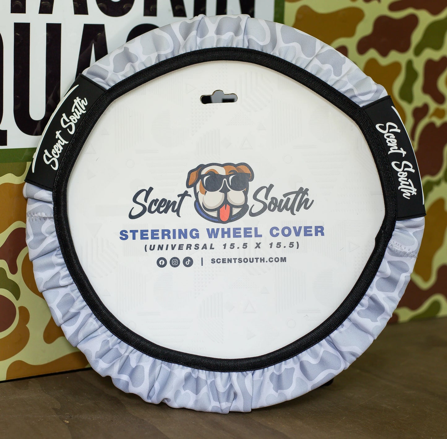 Steering Wheel Cover, Ice White Camo
