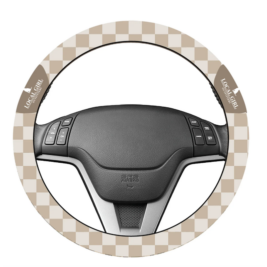 Local Girl, Steering Wheel Cover, Khaki Checker