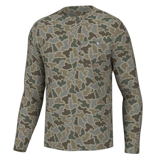 Long Sleeve Heather Blend Crew, Sand Dog & Moon Camo