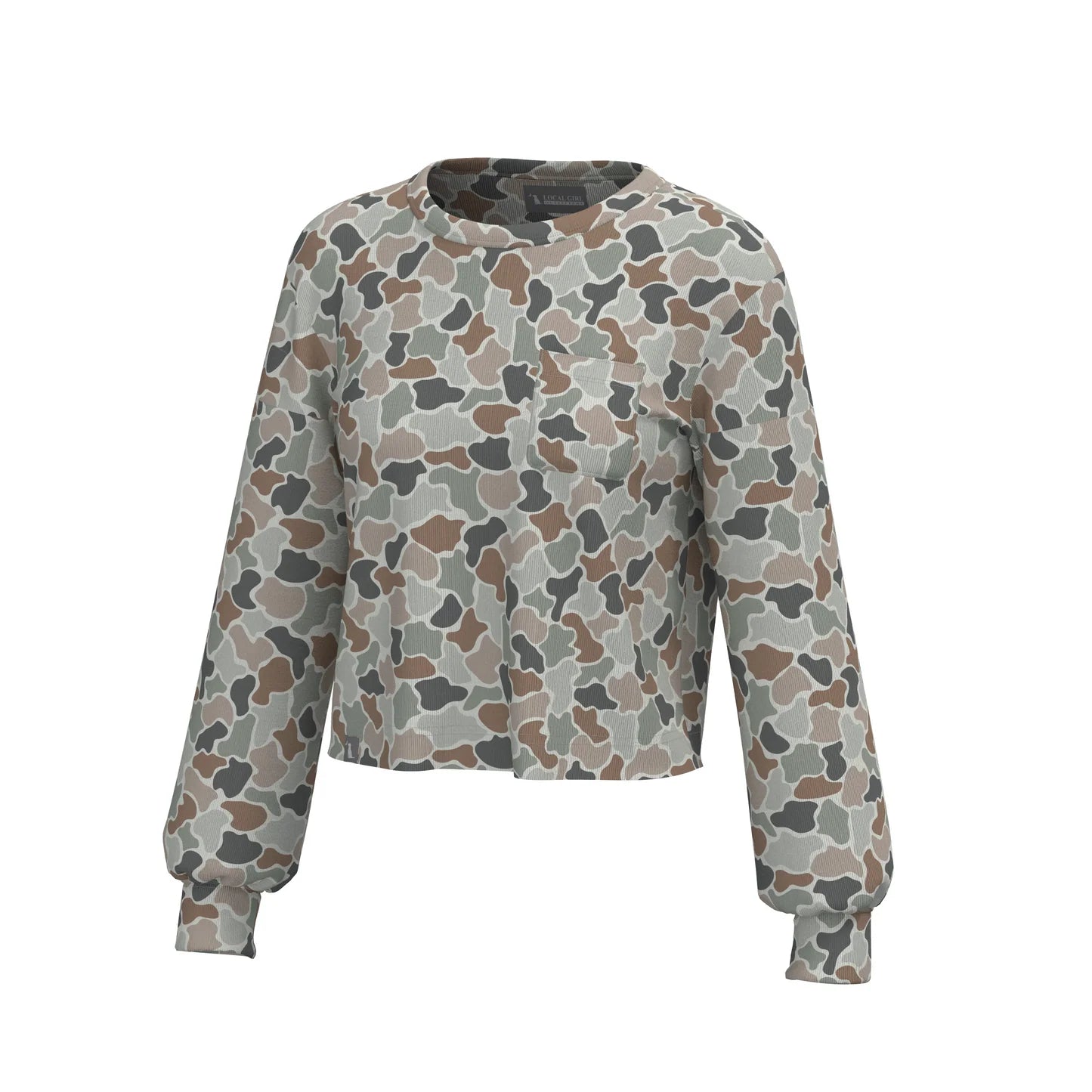 Local Girl Revive Crewneck, Forest Camo Flora