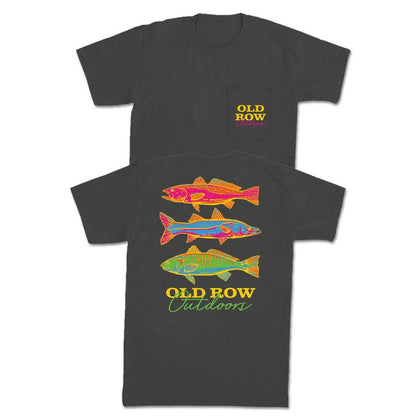 Old Row Outdoors Neon Fish Pocket Tee SS, Pepper