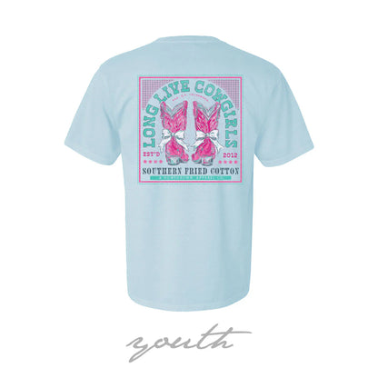 Youth Boots and Bows Short Sleeve, Chambray