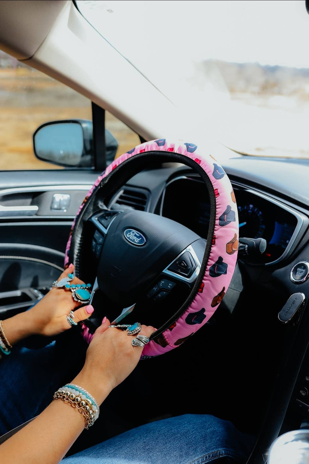 Steering Wheel Cover, Pink Cowboy Hats