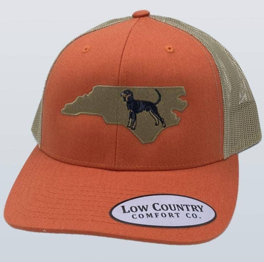 NC Coonhound Cap, Orange/Khaki