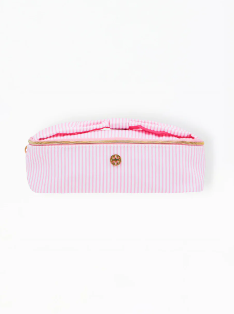 Kiss and Makeup Mini Bag, Pink Stripe