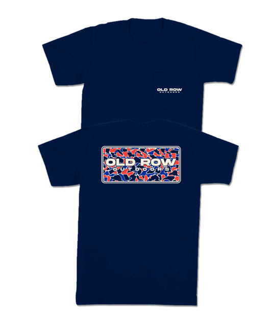 Old Row, Camo USA Pocket Tee, Navy