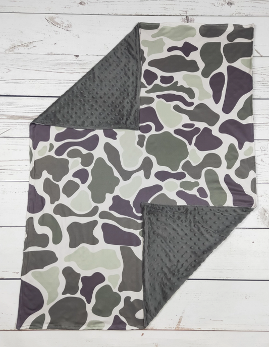 Gray/Green Camo Baby Blanket