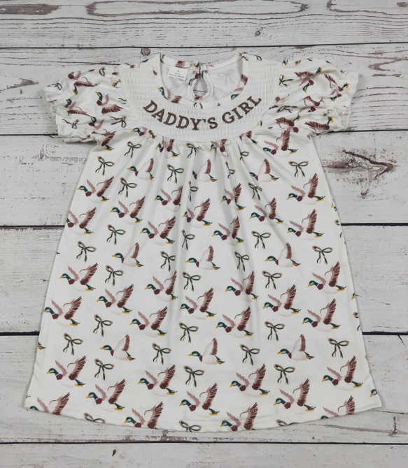 Duck Printed Daddy's Girl Smocked Dress