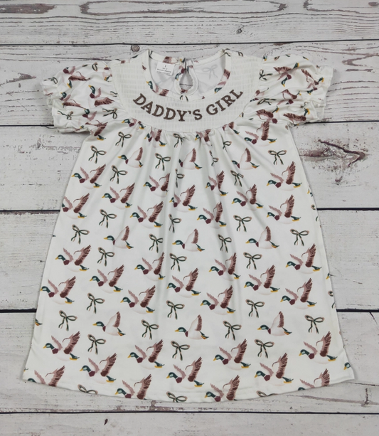 Duck Printed Daddy's Girl Smocked Dress