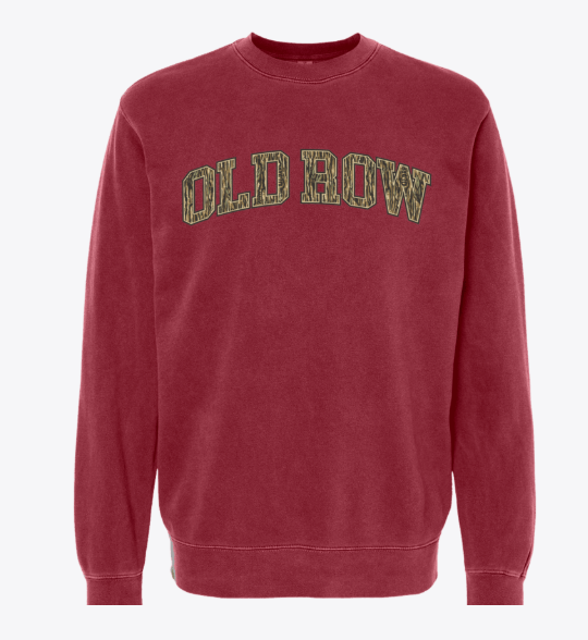 Old Row Camo Pigment Dyed Crewneck, Chili