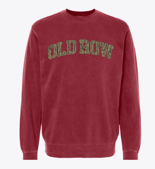 Old Row Camo Pigment Dyed Crewneck, Chili