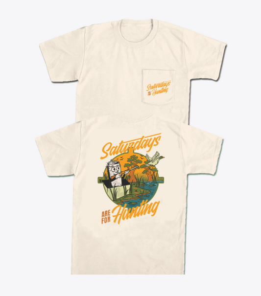Saturdays are for Hunting Pocket Tee, Ivory