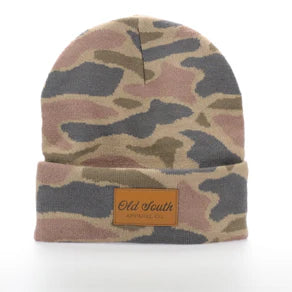 Old South Homegrown Leather Patch Cuffed Beanie, Thicket Camo