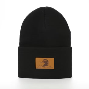 Wood Duck Head Leather Patch Cuffed Beanie