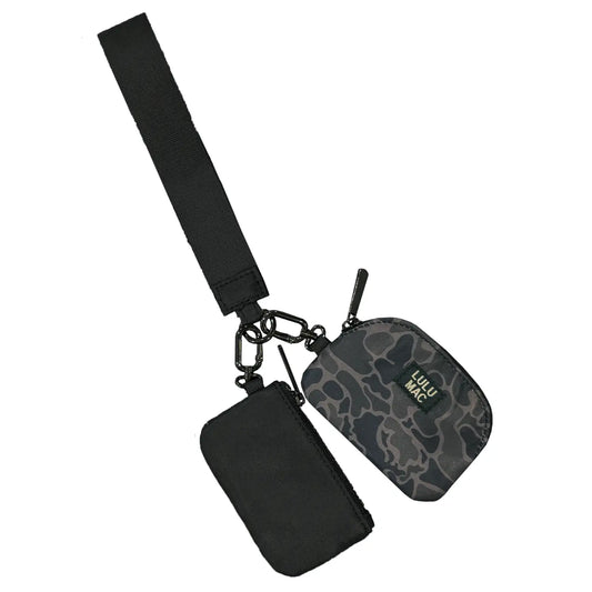 Lulu Mac Double Pouch Wristlet, Black Camo/Black