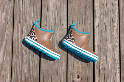 Kids Brown Cheetah Buoy Boots