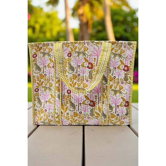 Jasmine Cheetah Floral Tote Bag