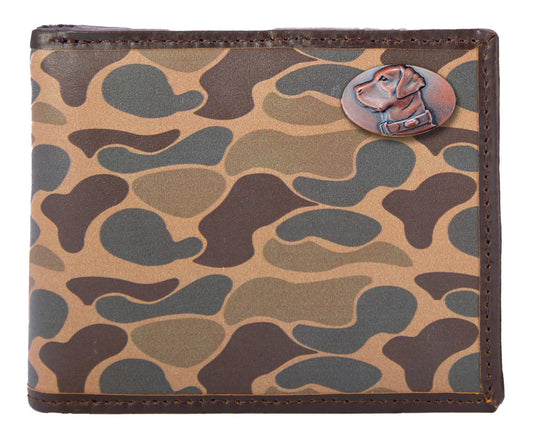 Zeppro Old School Camo Bifold Leather Wallet, Lab, Brown Camo