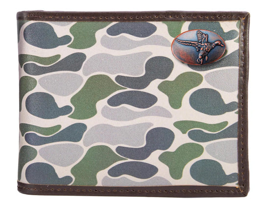 Zeppro Old School Camo Bifold Leather Wallet, Mallard, Green Camo