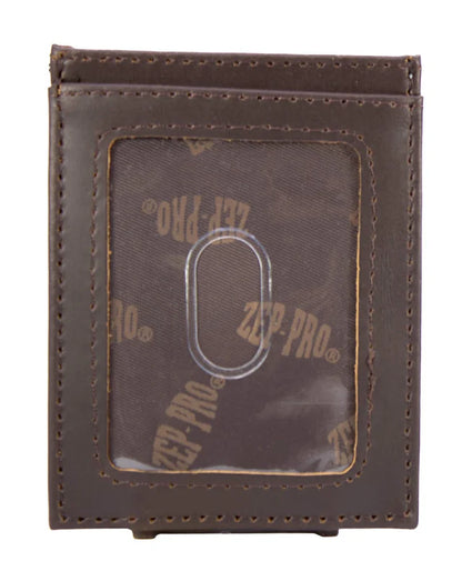 Zeppro Leather Magnetic Front Pocket Wallet, Buck, Brown Camo