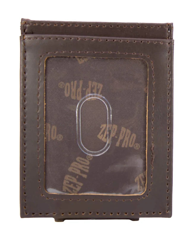 Zeppro Leather Magnetic Front Pocket Wallet, Shotshell, Green Camo