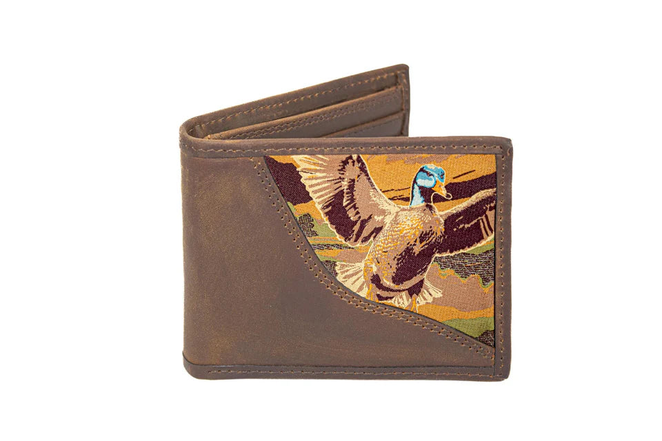 Zeppro Woven Patch Bifold Leather Wallet, Mallard