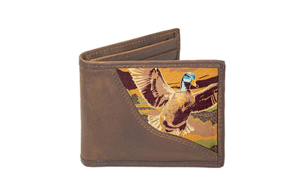 Zeppro Woven Patch Bifold Leather Wallet, Mallard