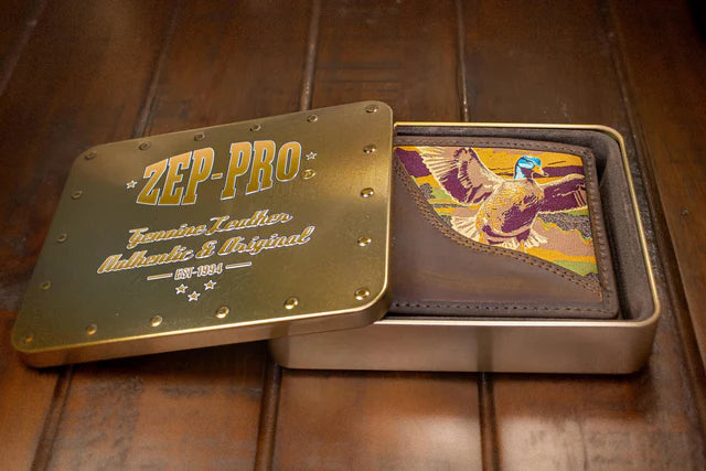 Zeppro Woven Patch Bifold Leather Wallet, Mallard