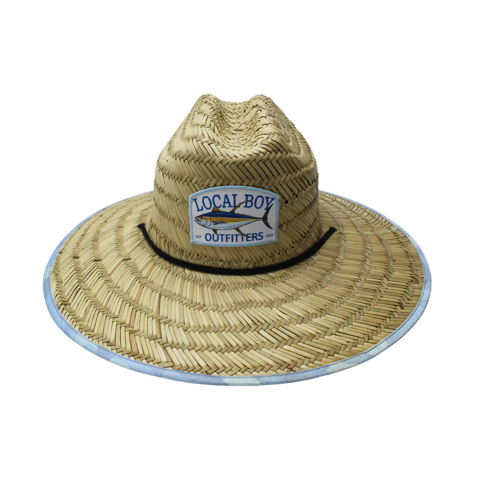 Palm Breeze Straw Hat, Light Blue Camo