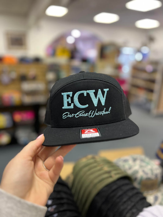 ECW 7 Panel Embroidered Logo, Black/Seafoam