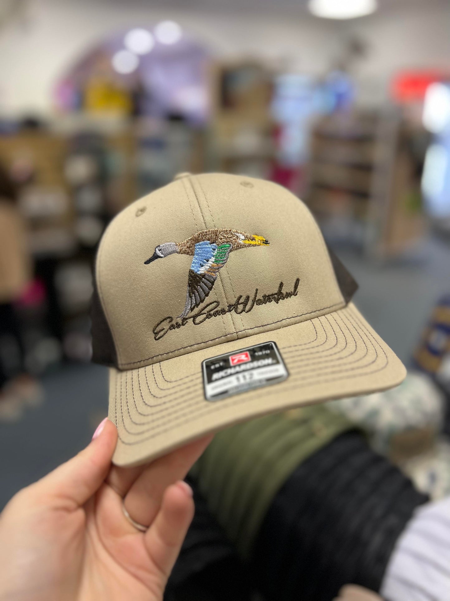 ECW Snapback, Embroidered Blue Wing Teal, Khaki/Coffee
