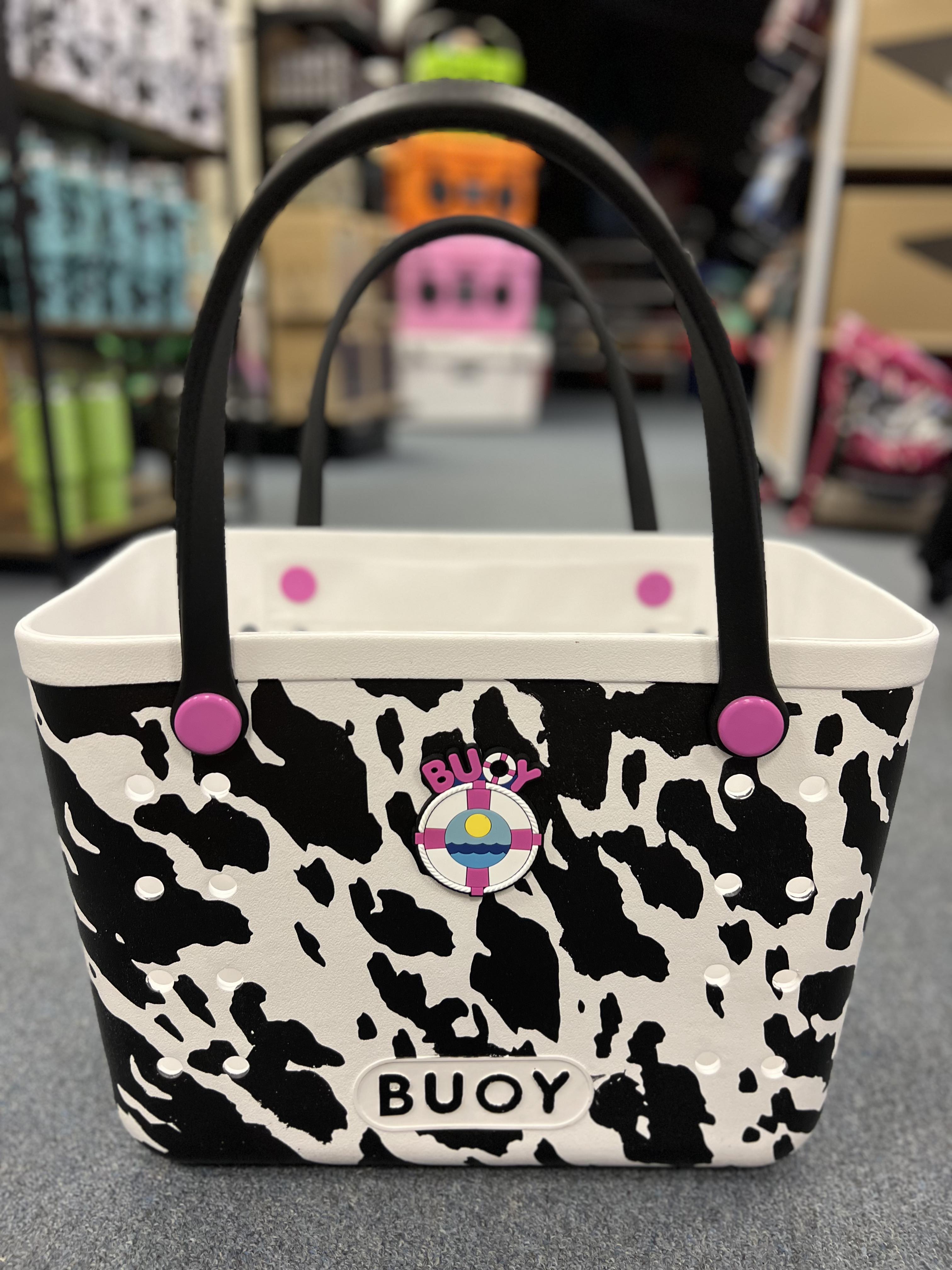 New Ladies Cow deals Print Neoprene Tote Bag with Zip Pouch