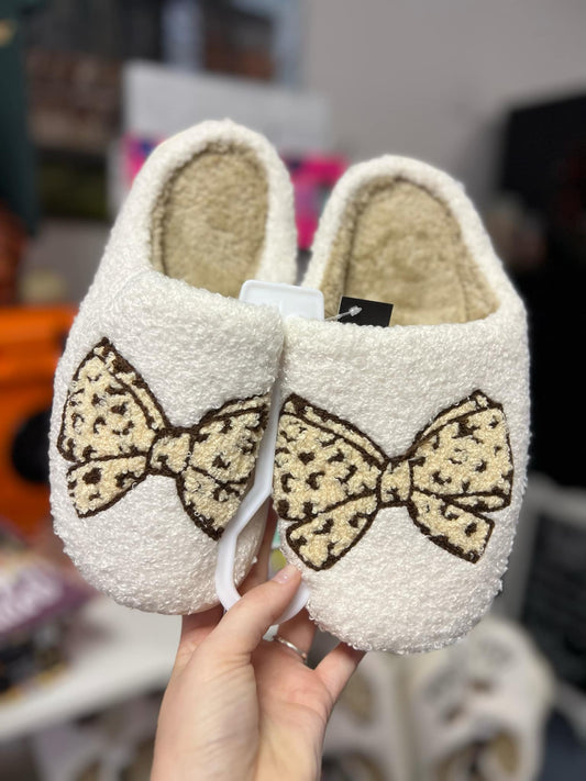 Leopard Bow Slippers