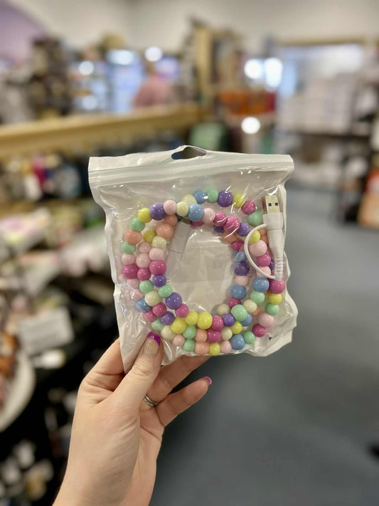 Beaded Phone Charger, Rainbow