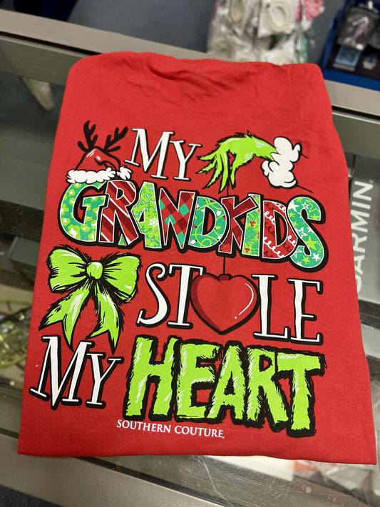 Classic My Grandkids Stole My Heart Long Sleeve, Red