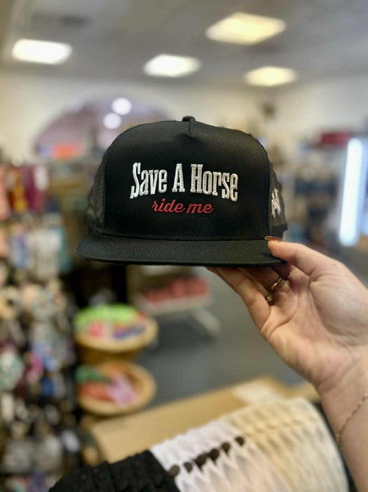 Save A Horse Flat Bill Trucker, Black