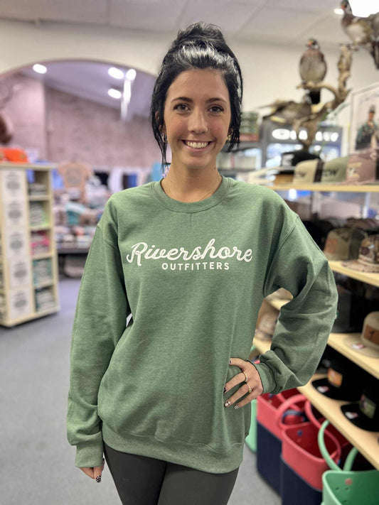 RSO Script Crewneck Sweatshirt, Heather Dark Green