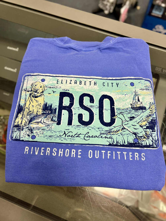 RSO License Plate Long Sleeve, Flo Blue