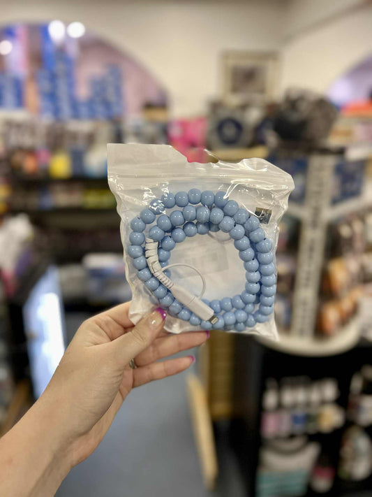 Beaded Phone Charger, Light Blue