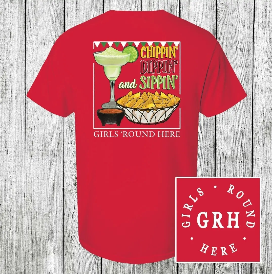 Chippin' Dippin' Sippin' Short Sleeve, Red