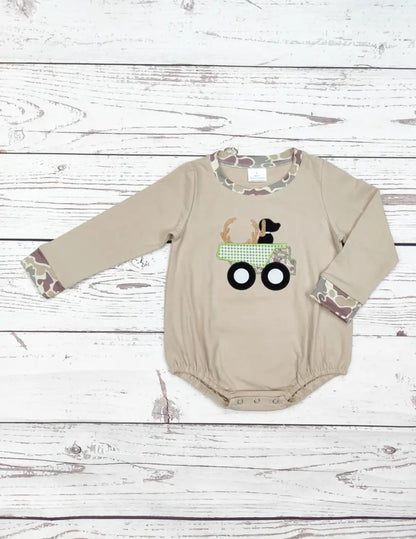 Boy Camo Dog Applique Bubble