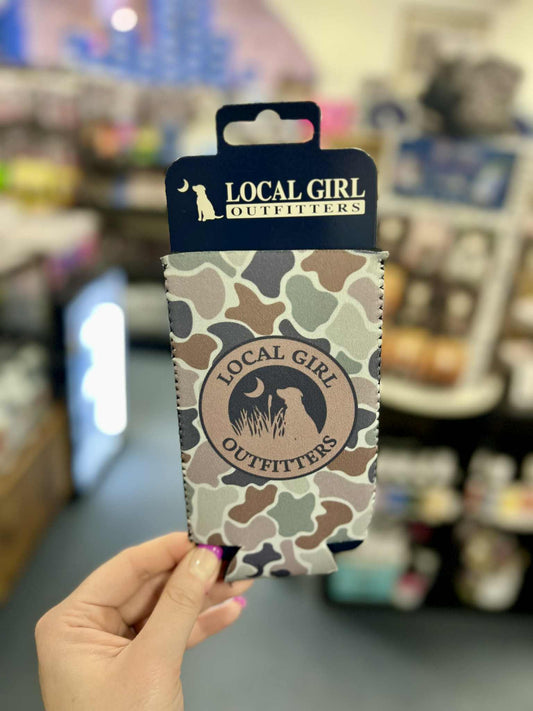Local Girl Original Slim Can Koozie, Forest Camo Flora
