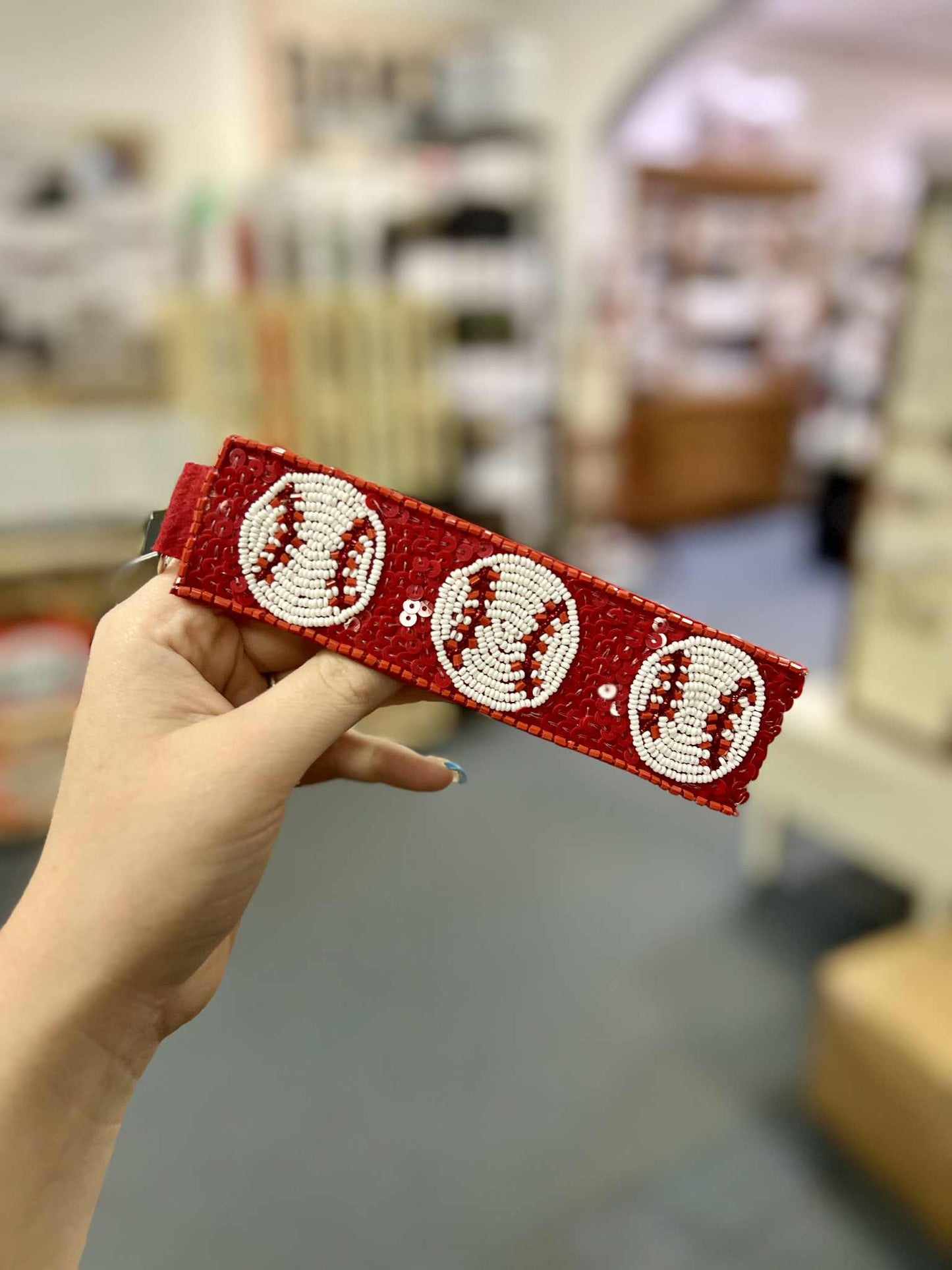 Beaded Keychain, Baseball