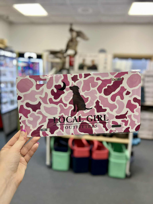 Local Girl Pink Localflage Dog & Moon License Plate