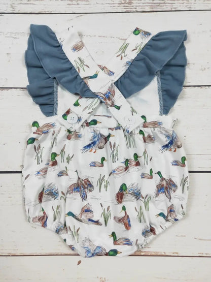 Duck Printed Baby Girl Romper