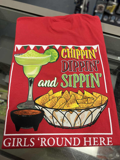Chippin' Dippin' Sippin' Short Sleeve, Red