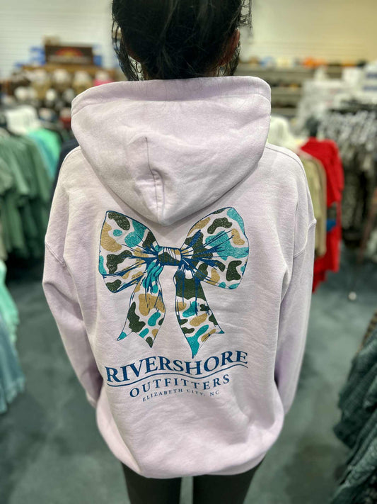 RSO Neutral Camo Bow Hooded Sweatshirt, Orchid