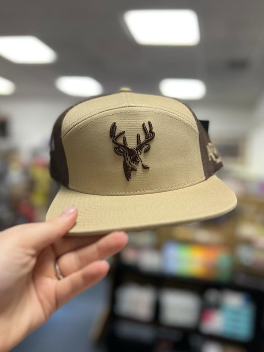 AFW 3D Deer Puff 7 Panel Trucker, Khaki/Coffee