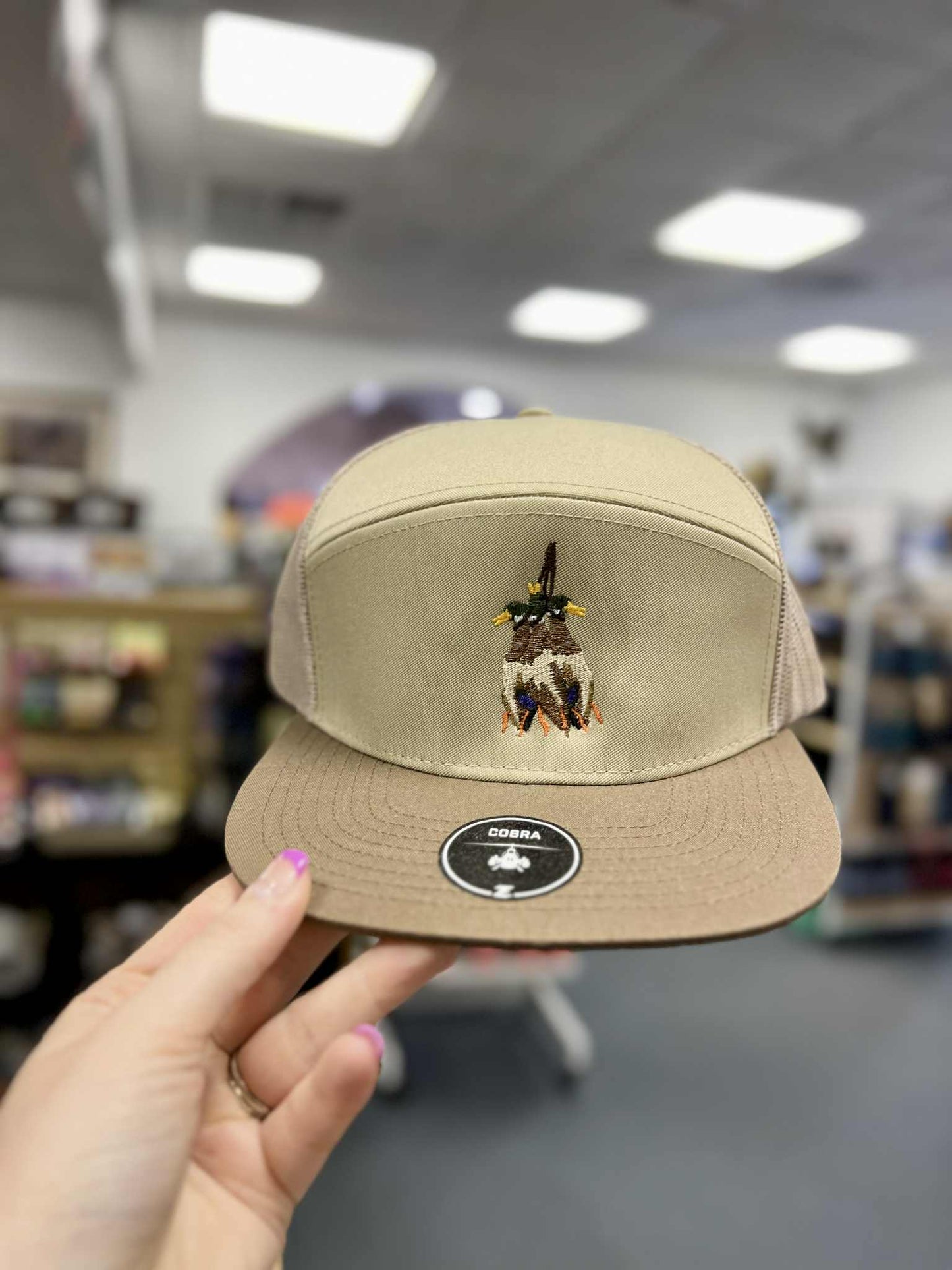 Hanging Mallards 7 Panel Trucker Hat, Cobra